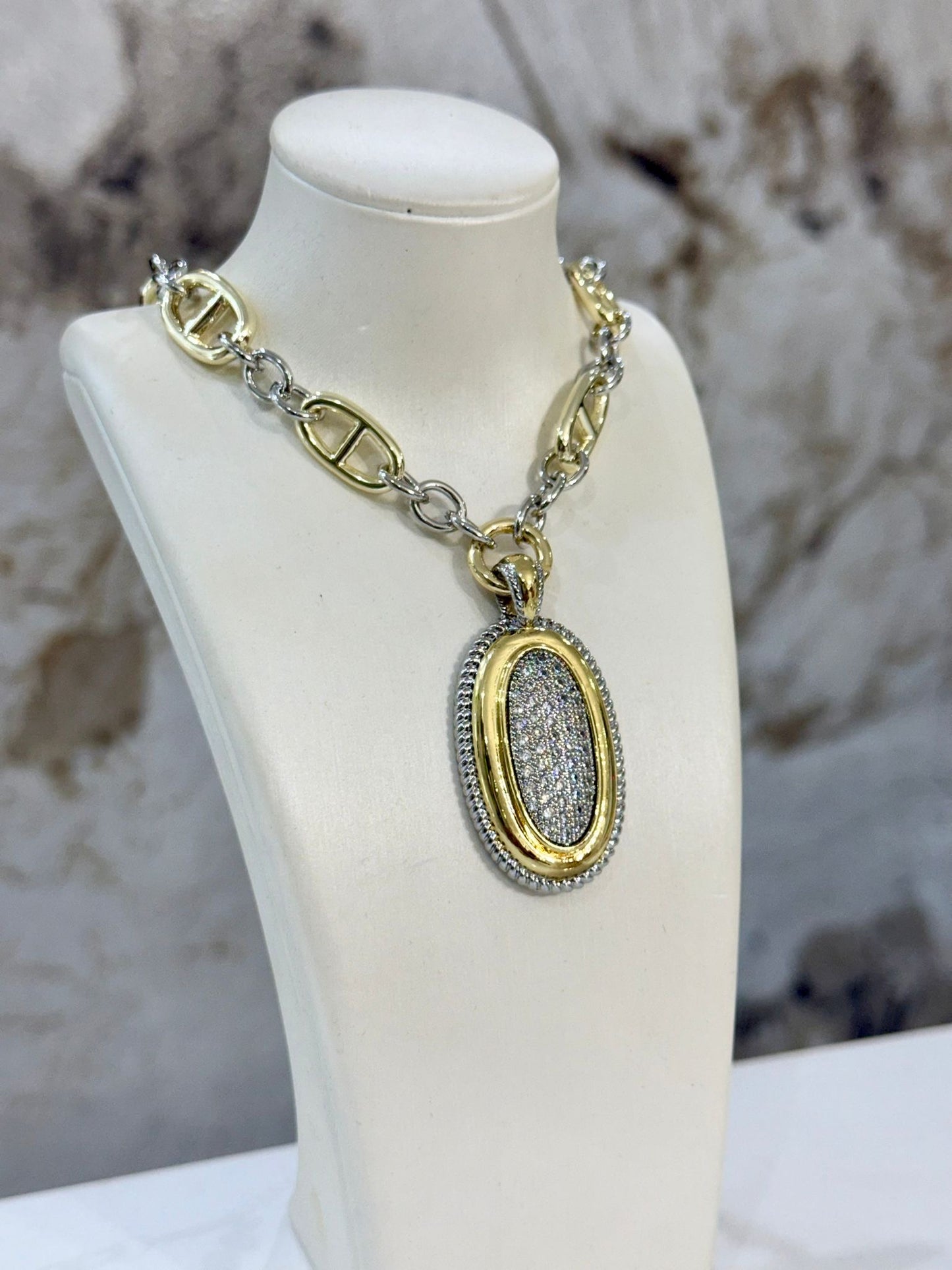 Stone Two Tones (Necklace) Gold Plated