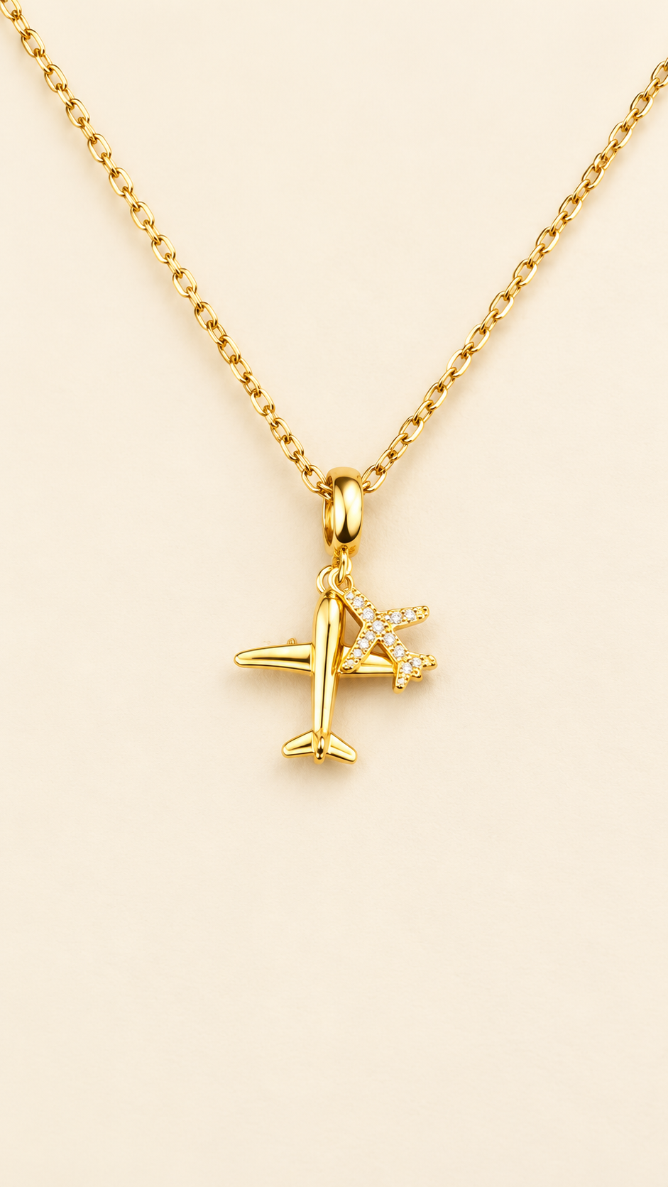 Travel The World Airplane Gold Necklace(oro acero inoxidable)