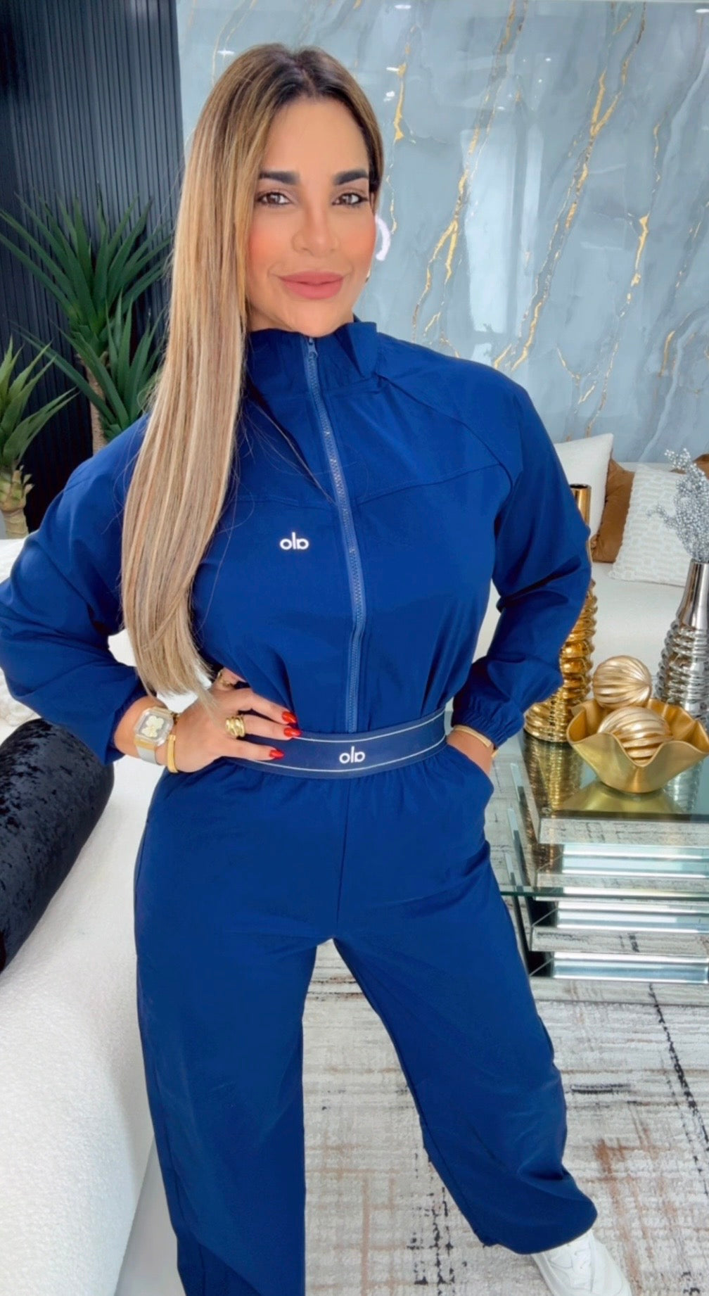 Alo Navy Blue Jacket Set (spandex)