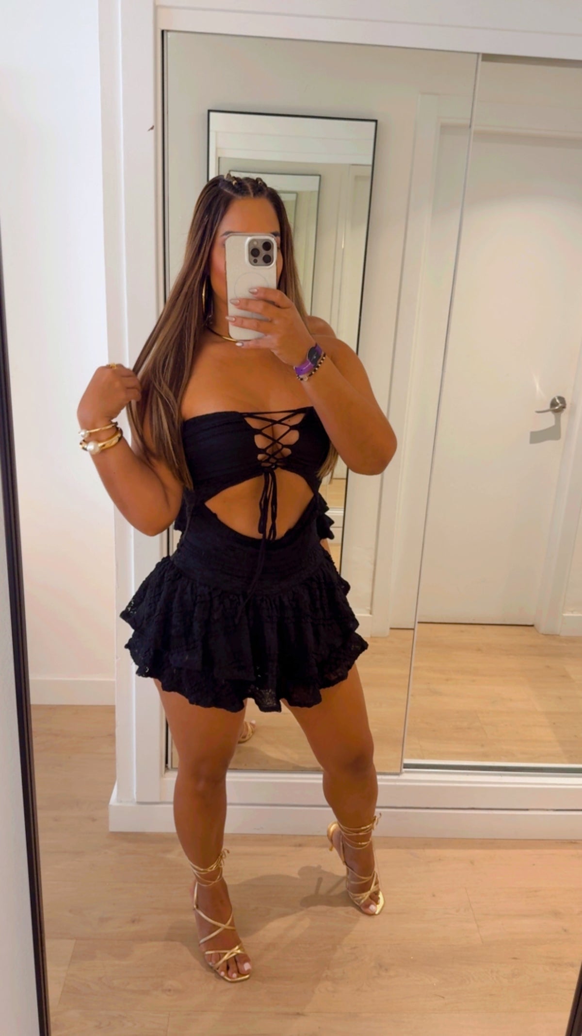 Catalán Crochet Black Dress (spandex)trae short integrado