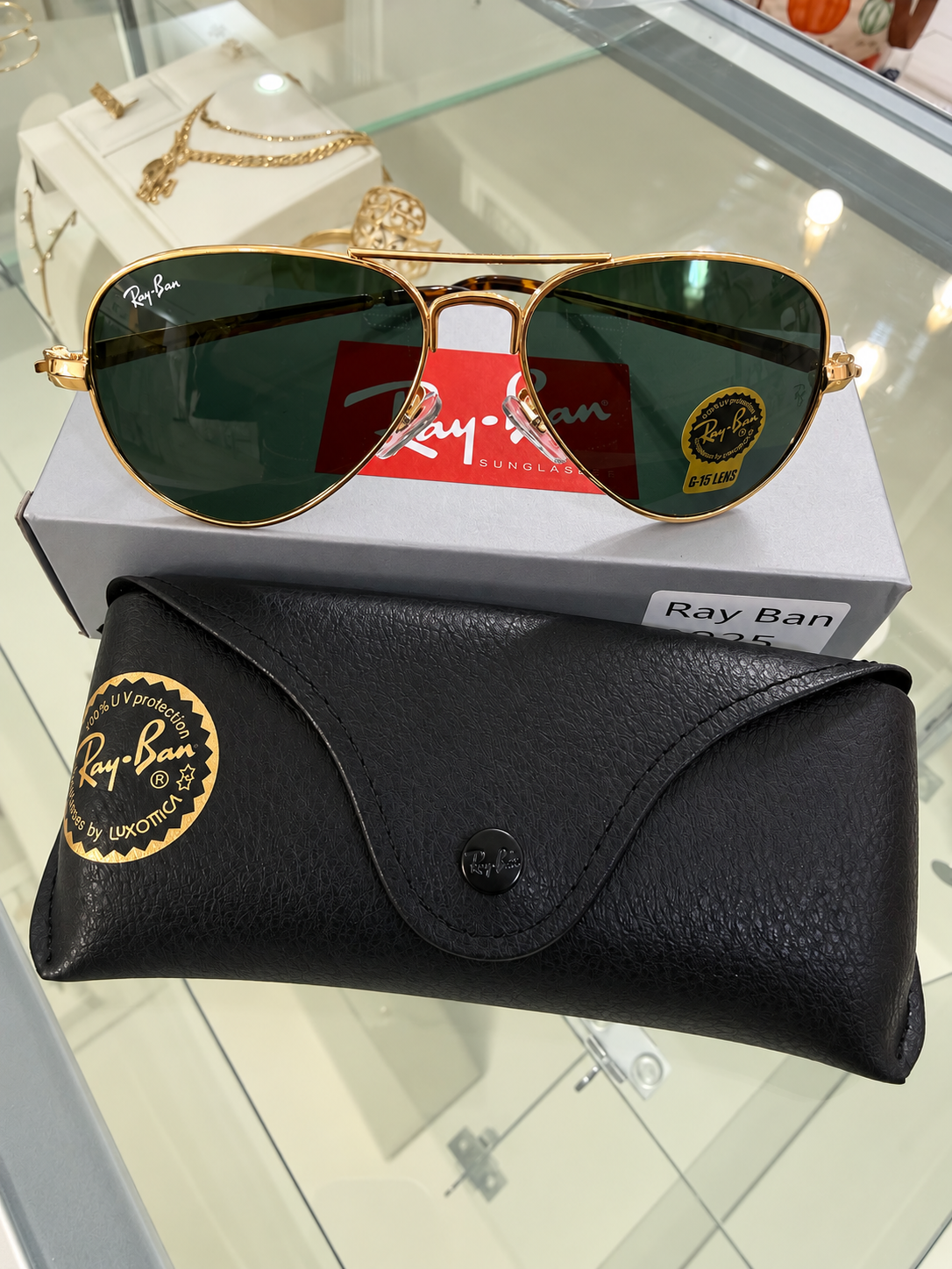 RBan Aviator Gold Sunglasses (kit completo) unisex