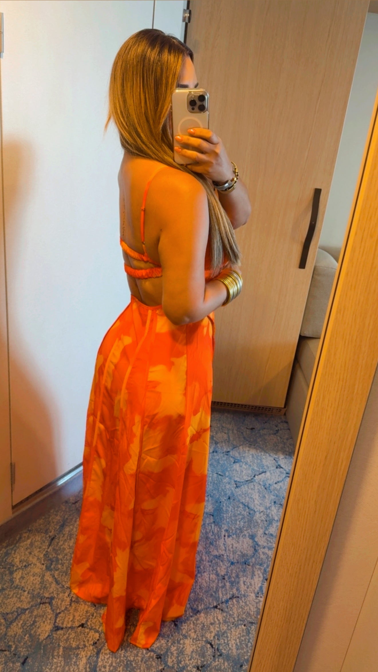 Citrus Orange Maxi Dress (spandex)