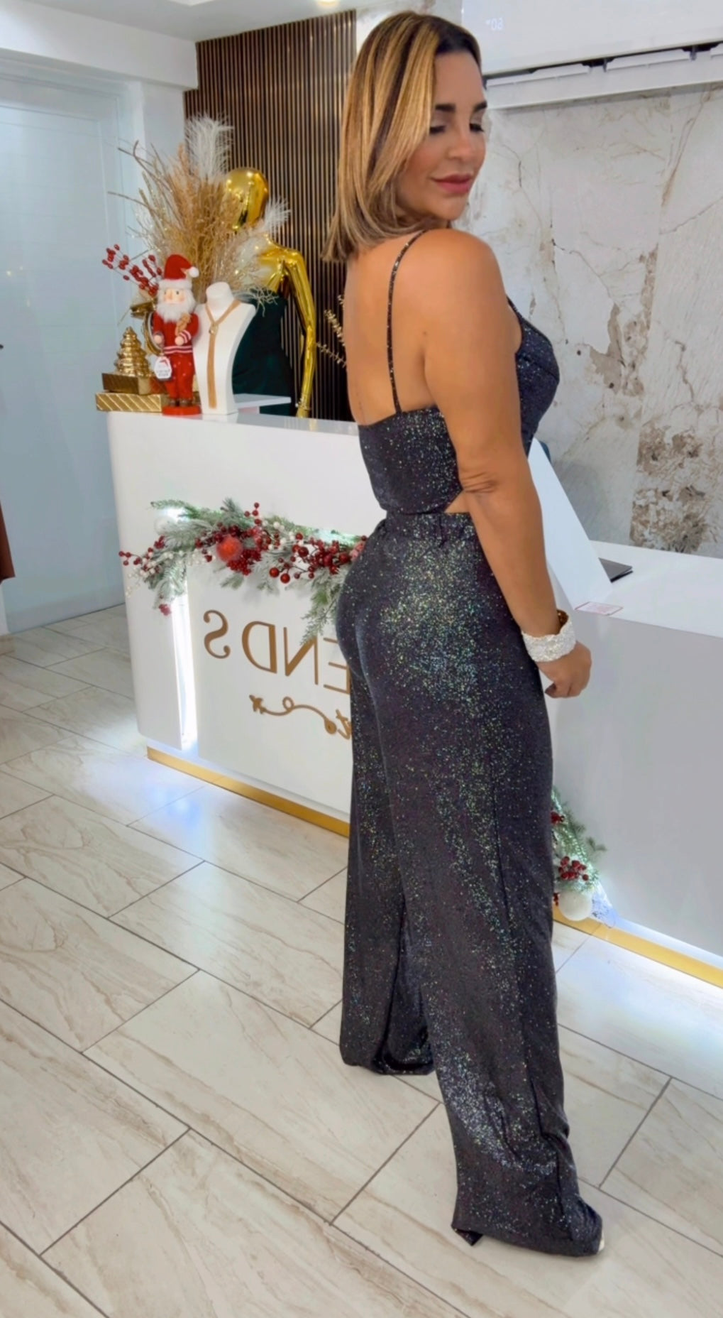 Black Glitter Bodysuit Set (stretch)