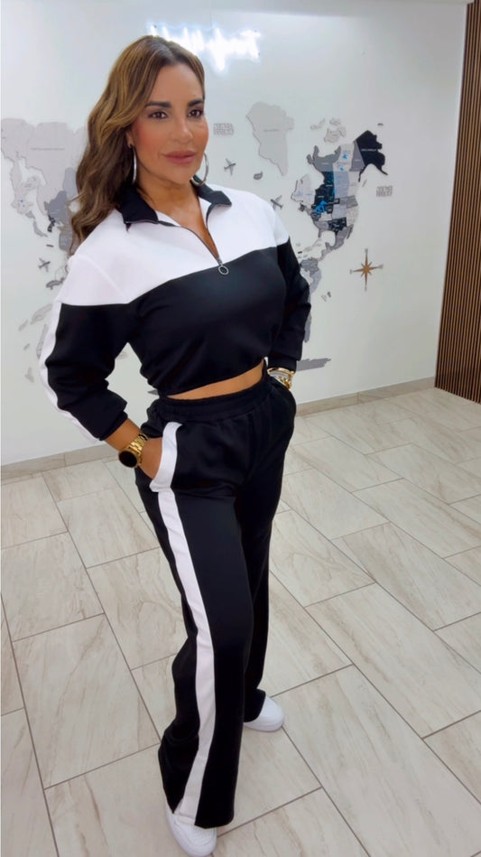 Travel Girls Black & White Set (spandex) utilicé talla M