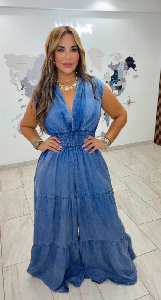 Málaga Denim Jumpsuit (stretch) utilicé talla M