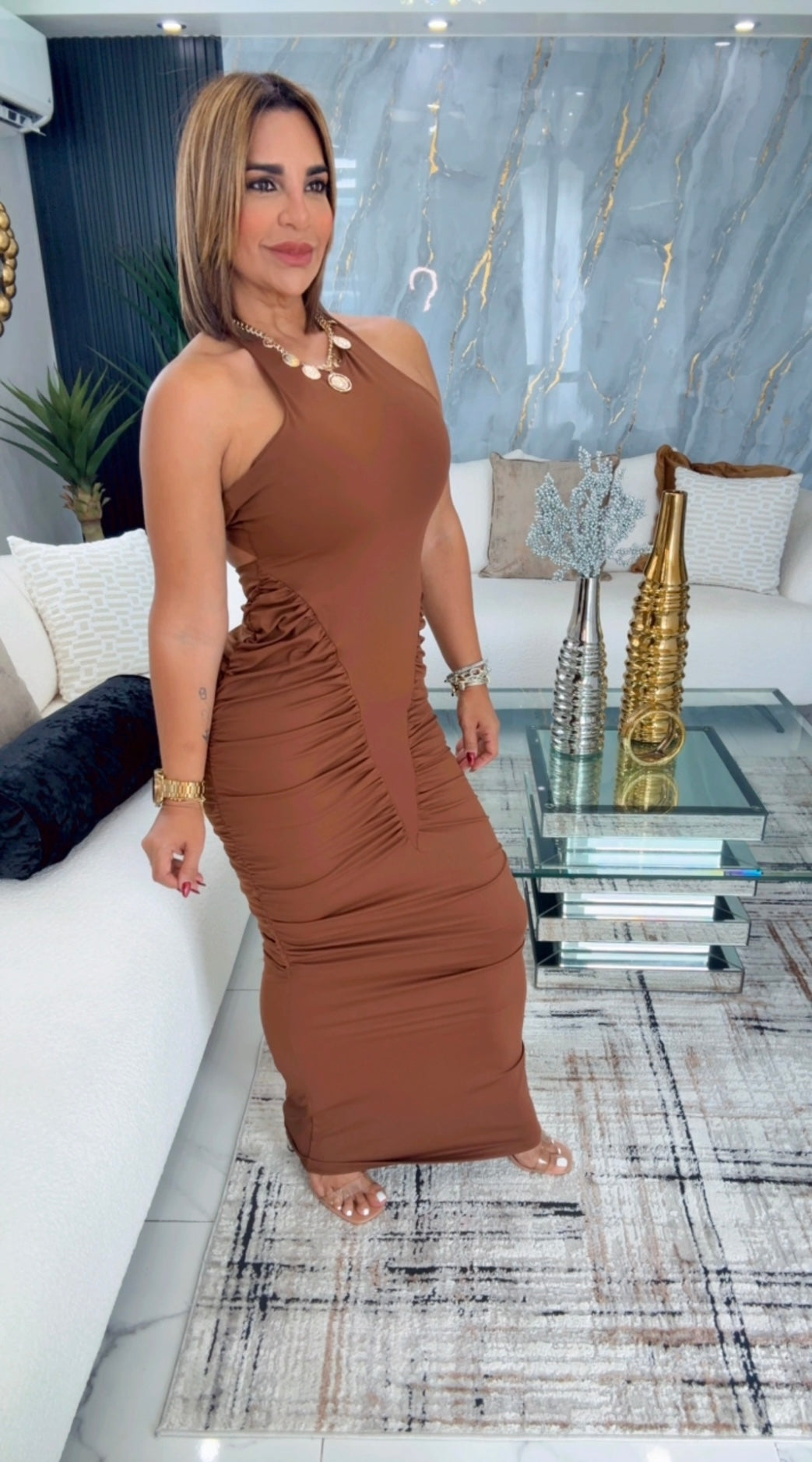 Regina Brown Dress (stretch)