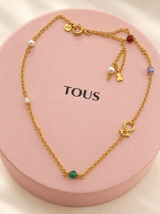 Bear Multi Colors Gold Necklace (oro 925)