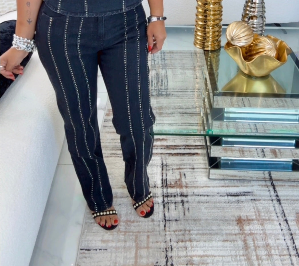 Denim Black Shine Pant (spandex) solo pantalón