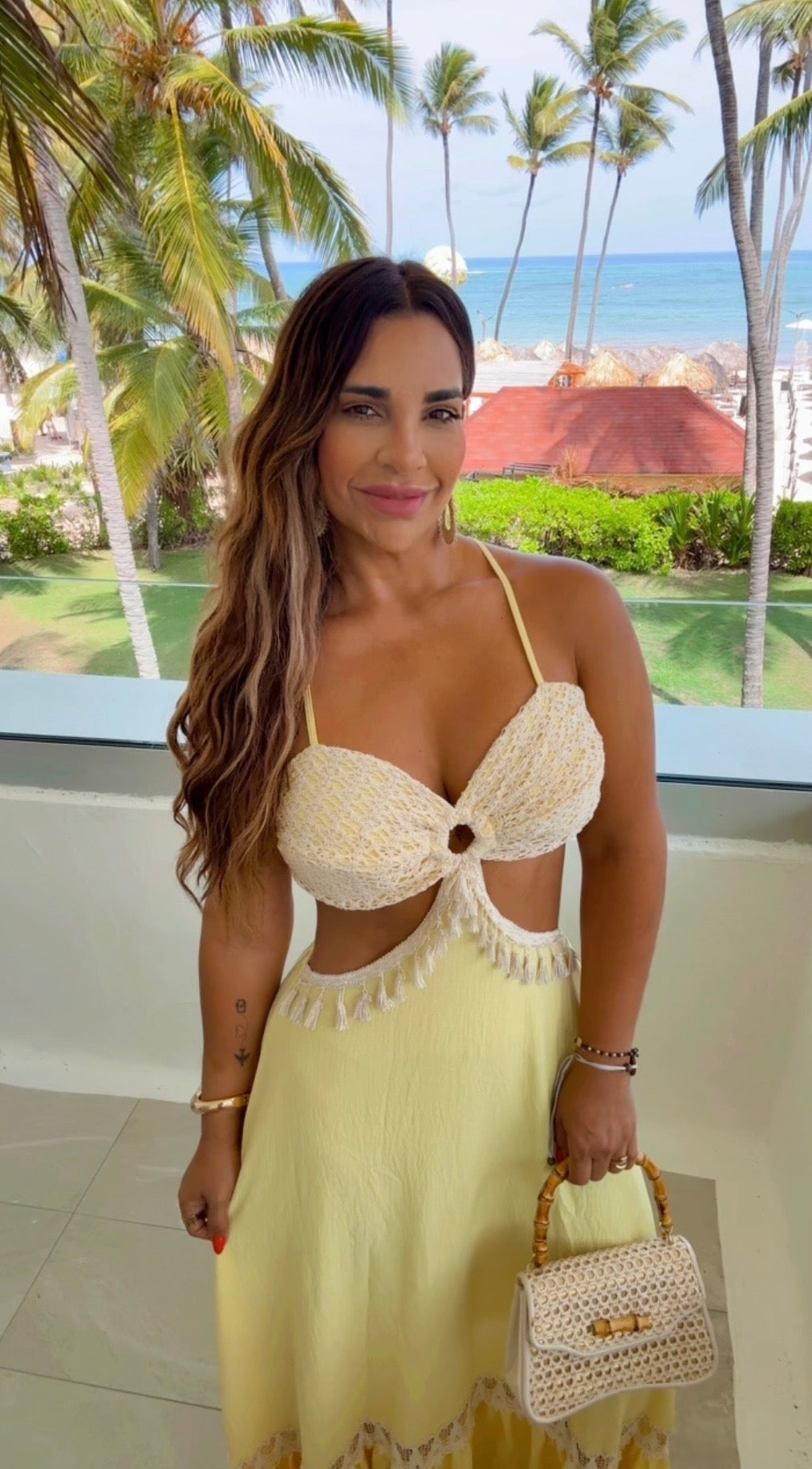 Bávaro Yellow Crochet Maxi Dress (spandex) colección 🇨🇴