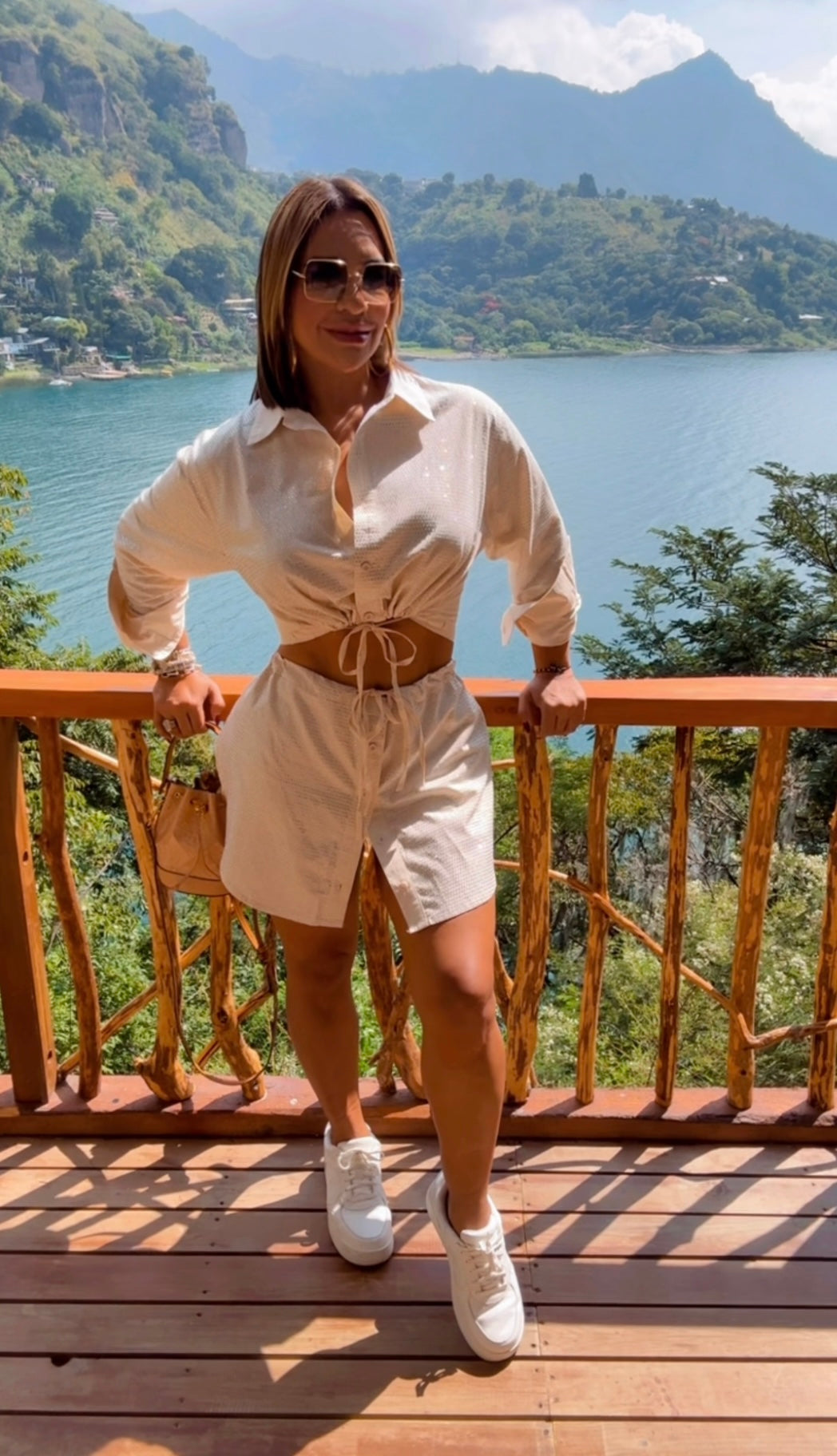 San Marco Lake Shine Beige Skort Set (spandex)(trae short integrado) , utilicé talla Small