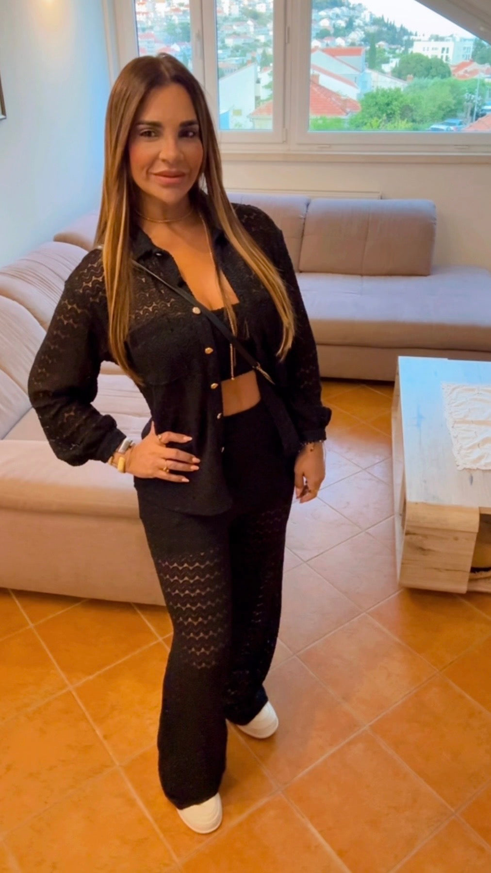 Restock Marina Black Crochet 3 pieces (incluye blusón) spandex/ Llegan el próximo Lunes