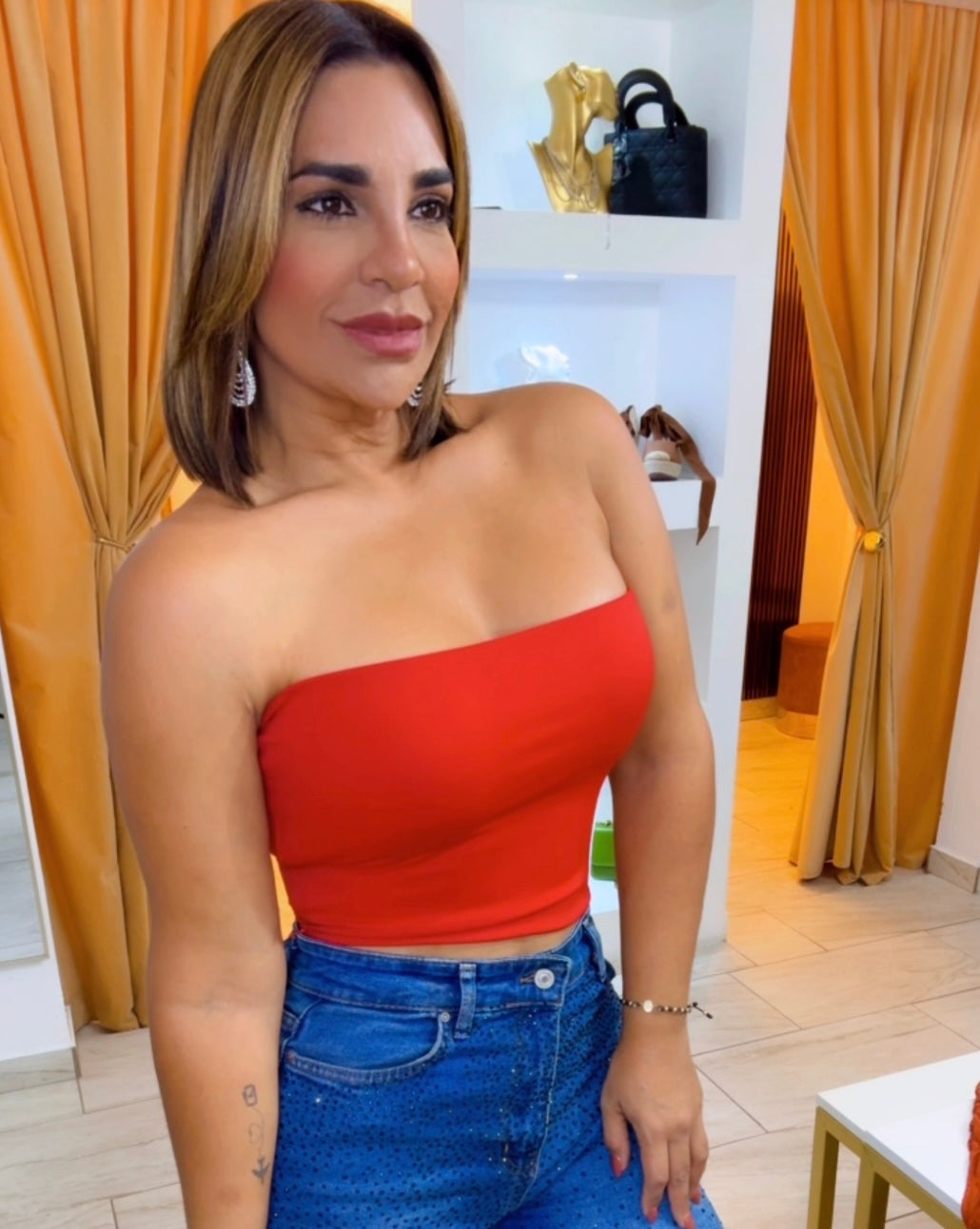 Basic Red Strapless Top (stretch)