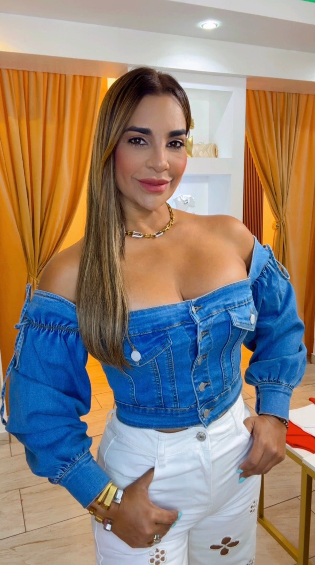 Vibrant Denim Blouse (spandex)