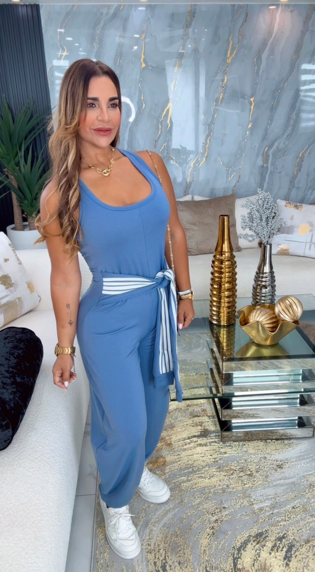 Lincoln Blue Barrel Jumpsuit (spandex)