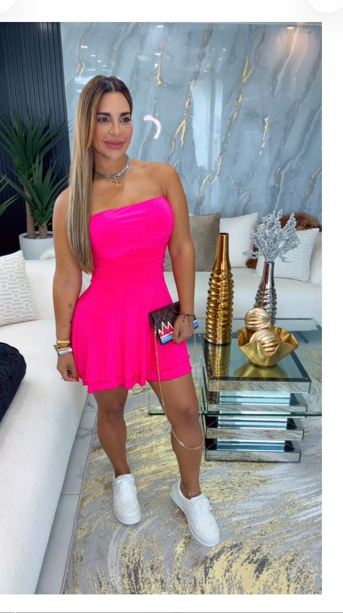 Strapless Fuchsia Dress (stretch)