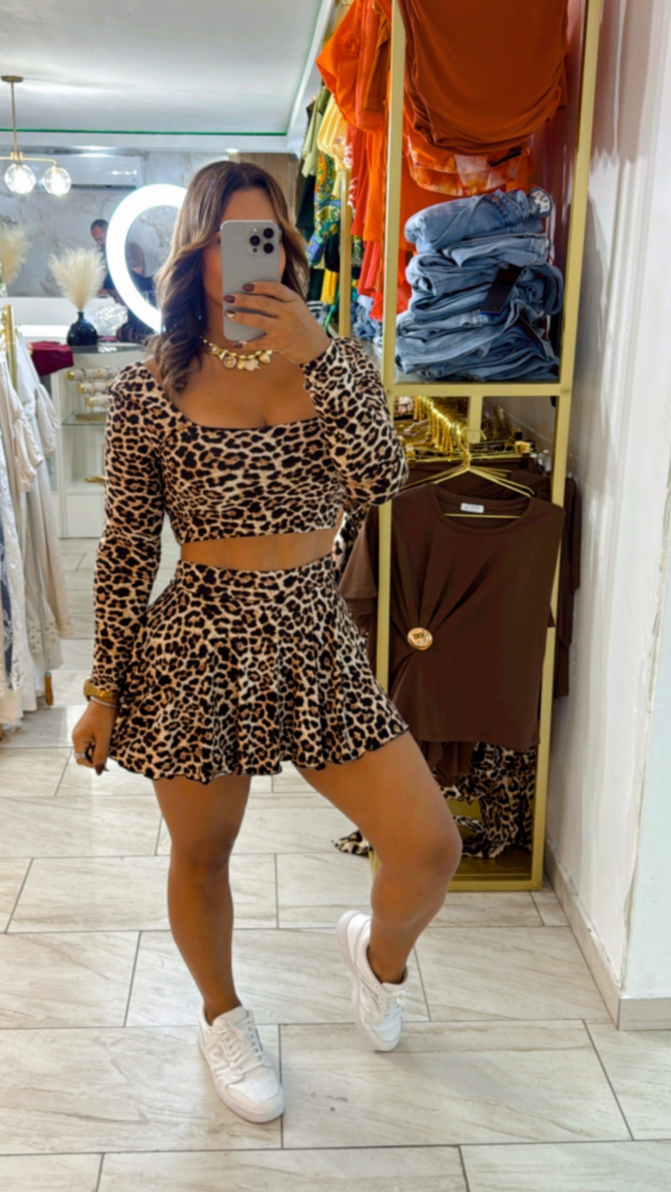 Kenya Animal Print Skort Set (stretch) Trae short integrado