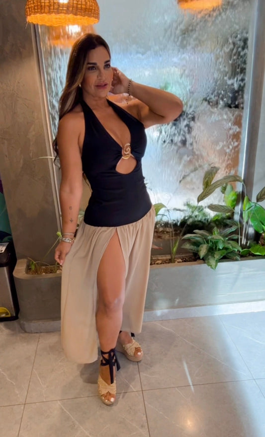 Envigado Black & Beige Dress (stretch )