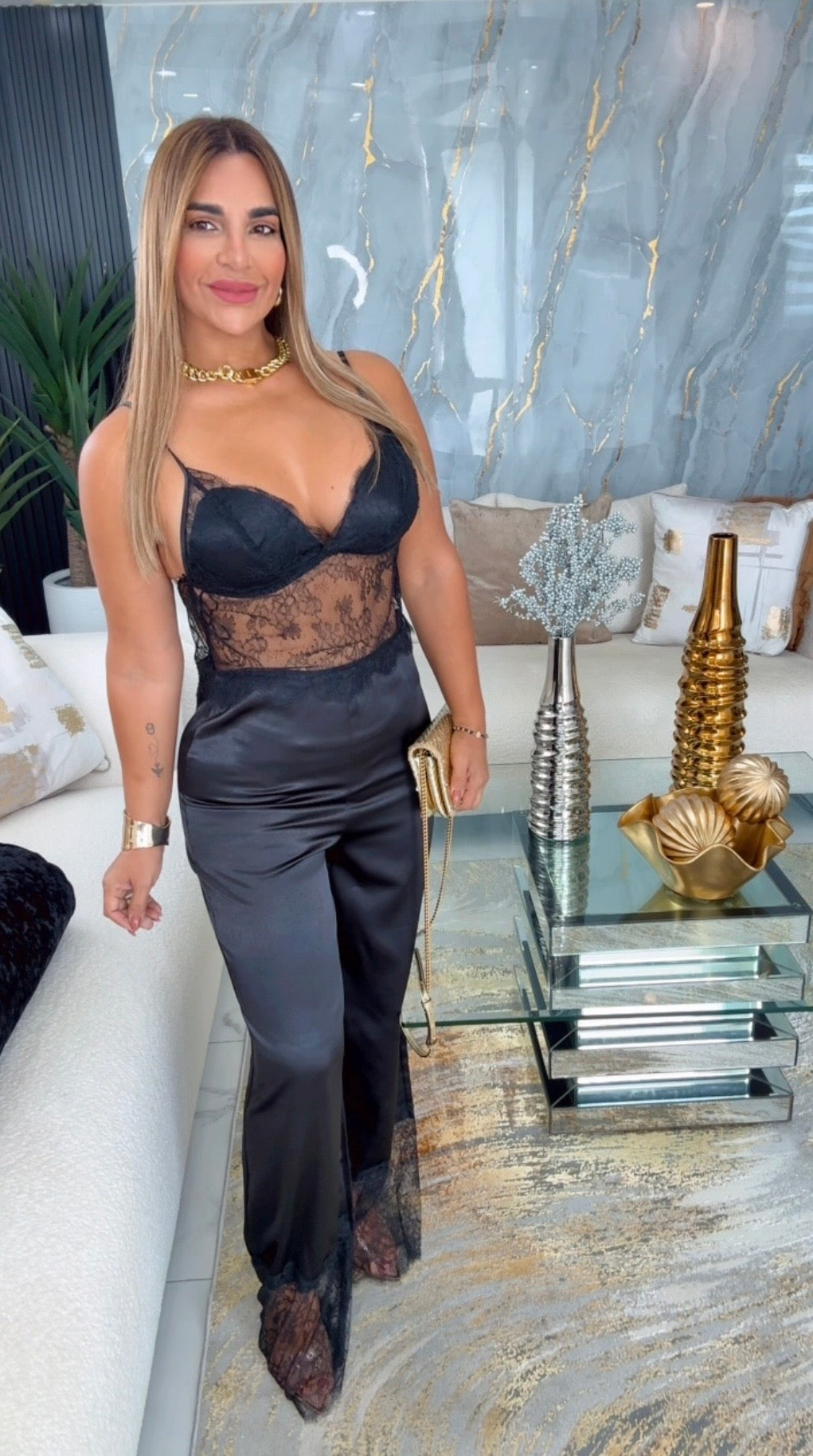 Azores Black Lace Jumpsuit (utilicé M)