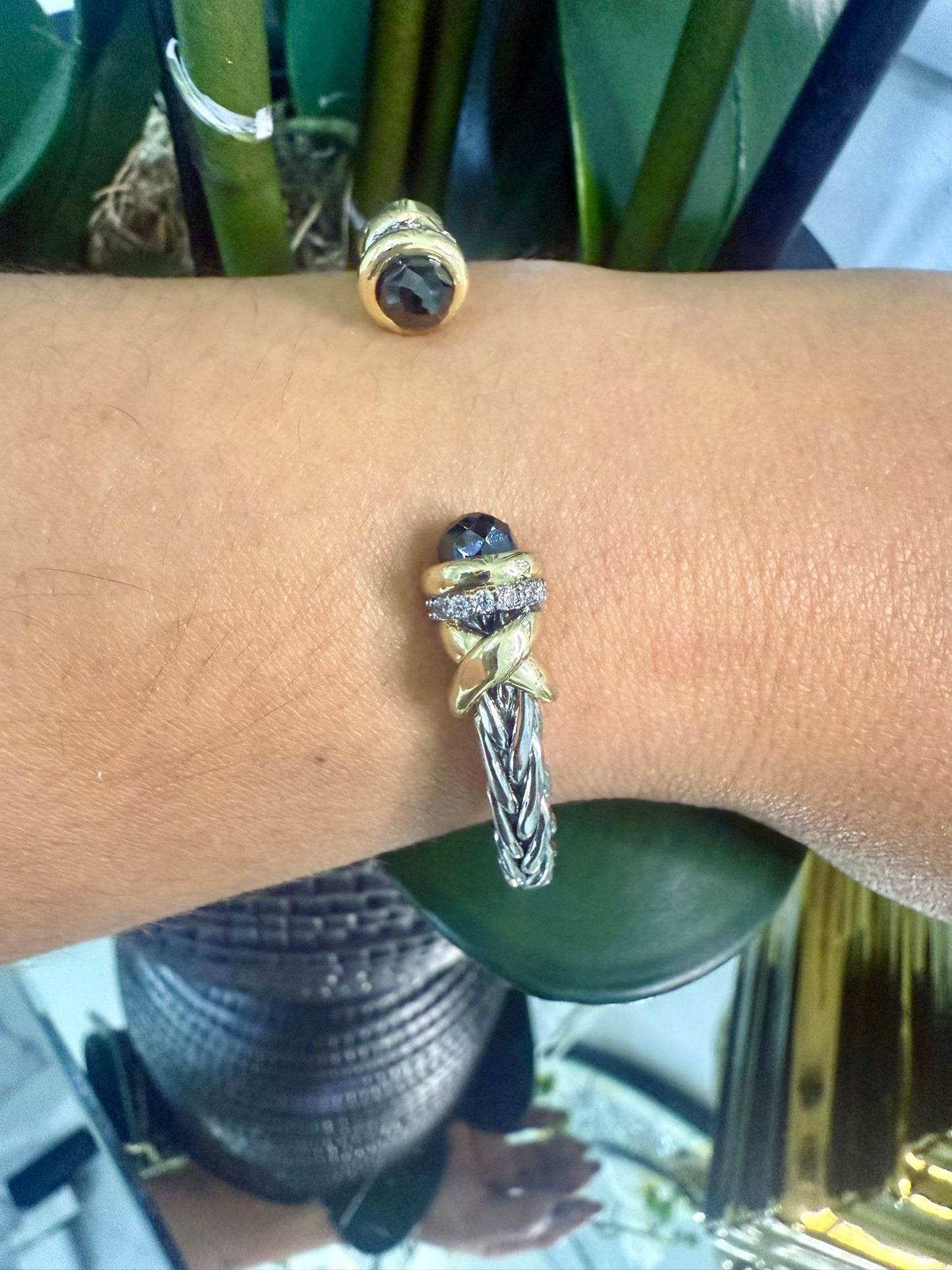 Shine Ónix Bangle (Two Tones) (Gold Plated)