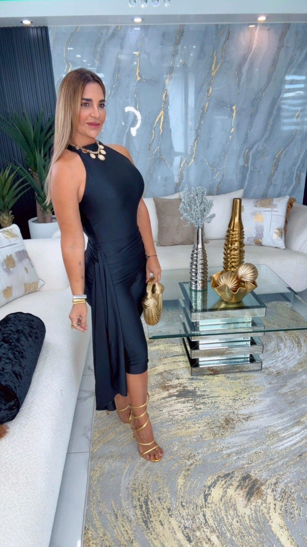 Porto Black Capri Jumpsuit (stretch)