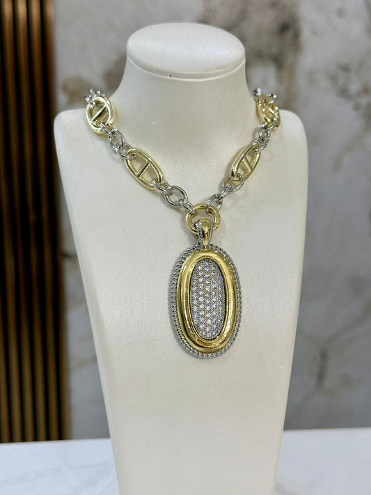 Stone Two Tones (Necklace) Gold Plated