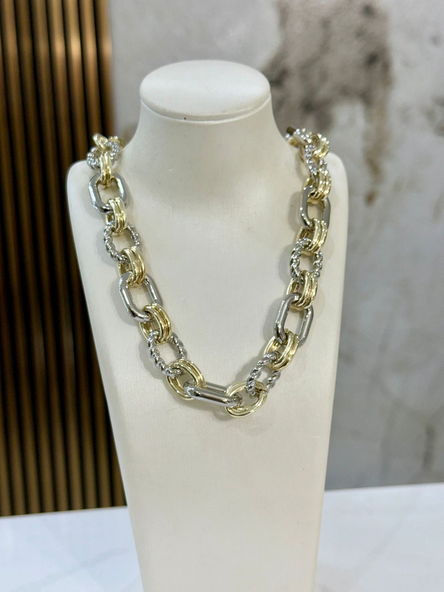 Chunky Two Tones Necklace (Gold Plated)