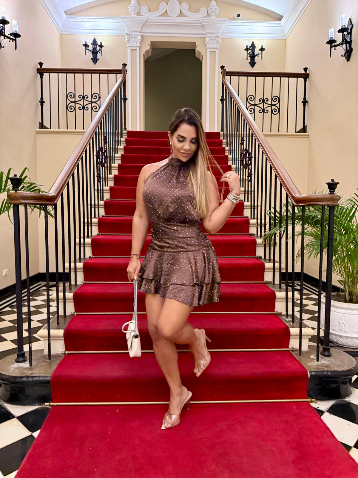 El Prado Shine Brown Dress (utilicé M)