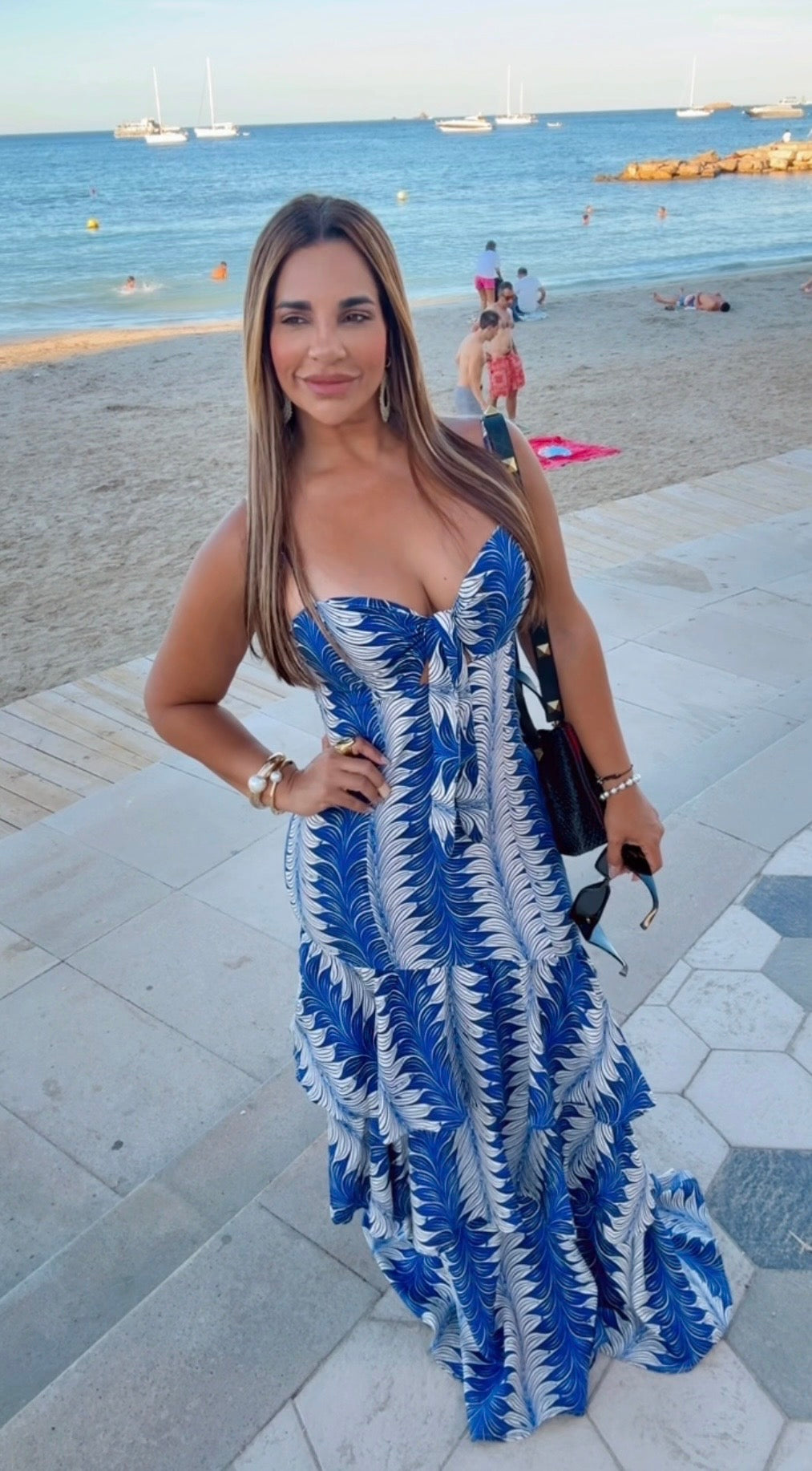 Flamenco Ruffle Blue Maxi Dress (utilicé M)