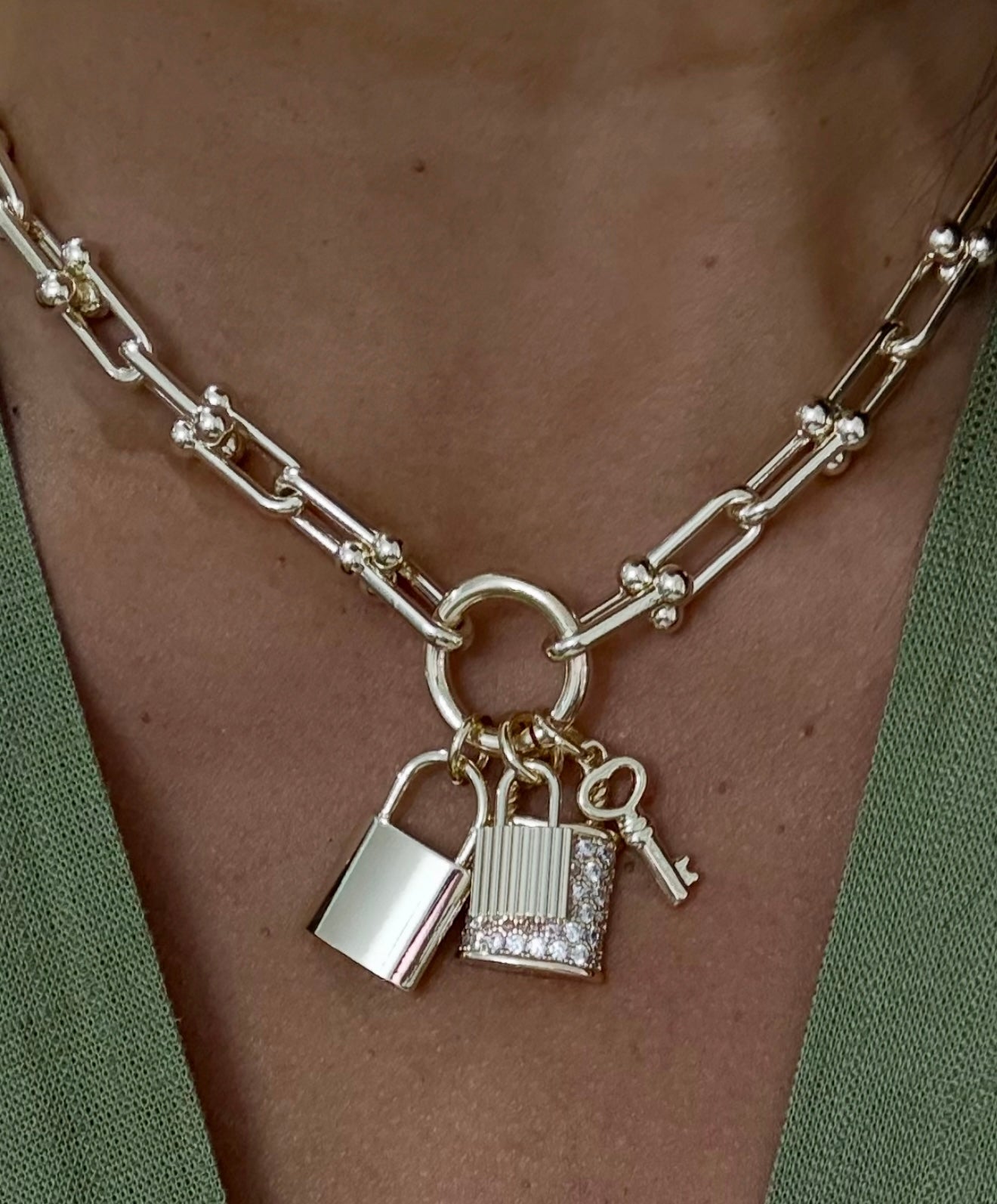 Lock & Key Gold Necklace(gold plated material)