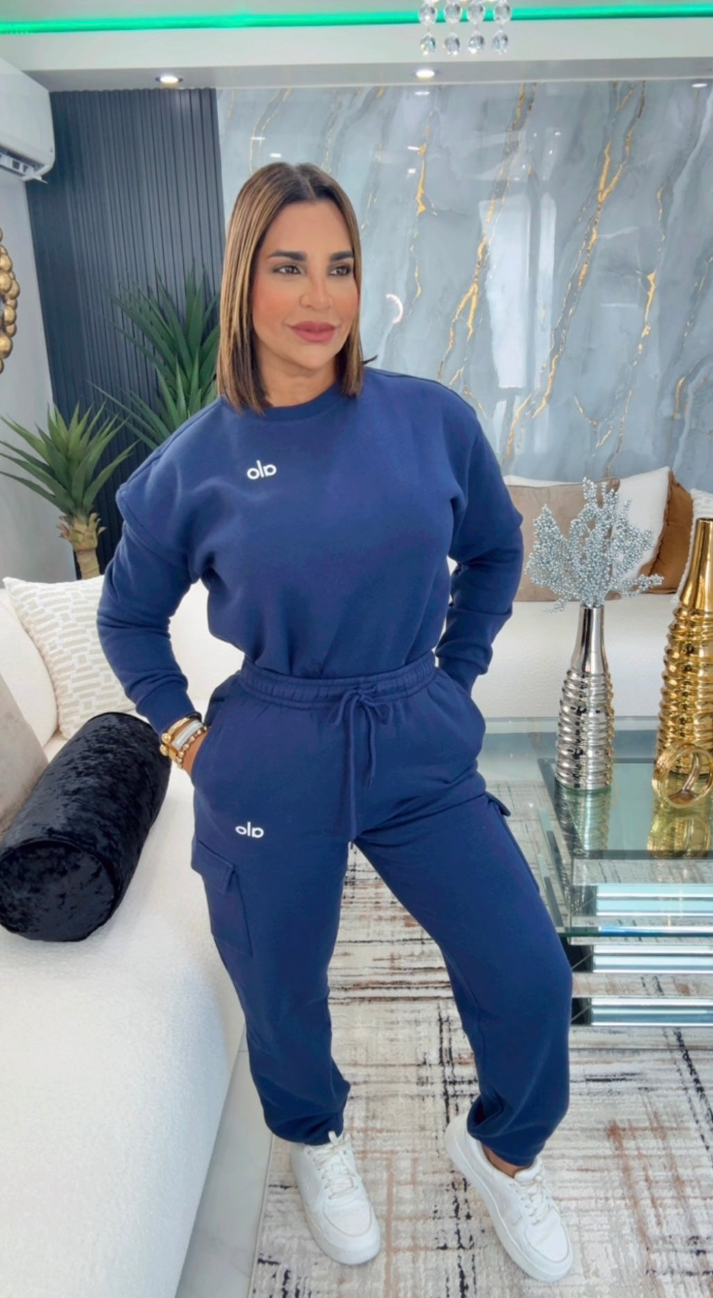 Alo Navy Blue Set (spandex) utilicé talla Médium