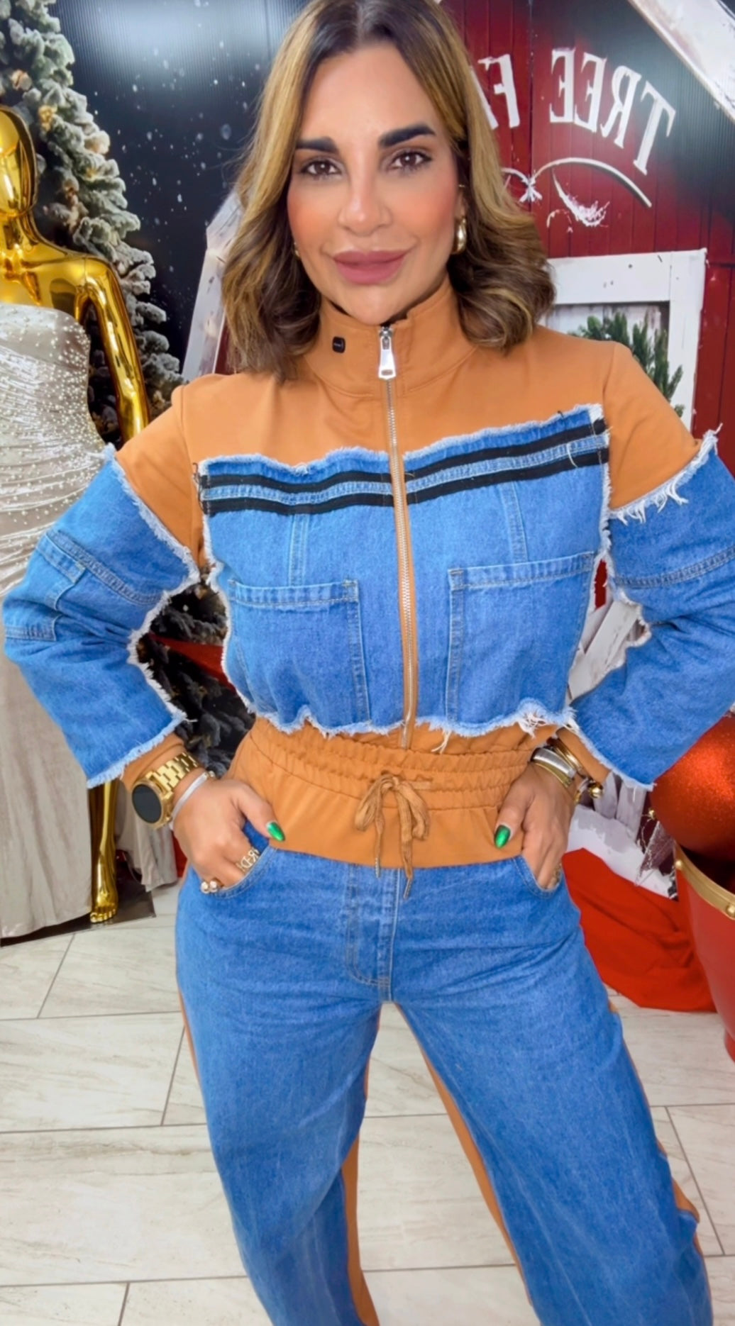 Vienna Mocha & Denim Set (spandex) utilicé talla Small