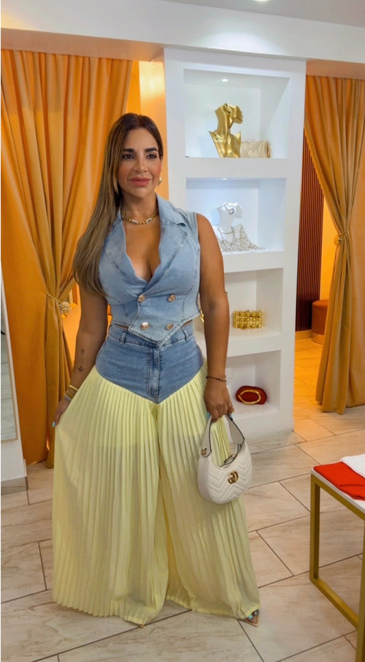 Cathay Denim & Yellow Set (spandex)