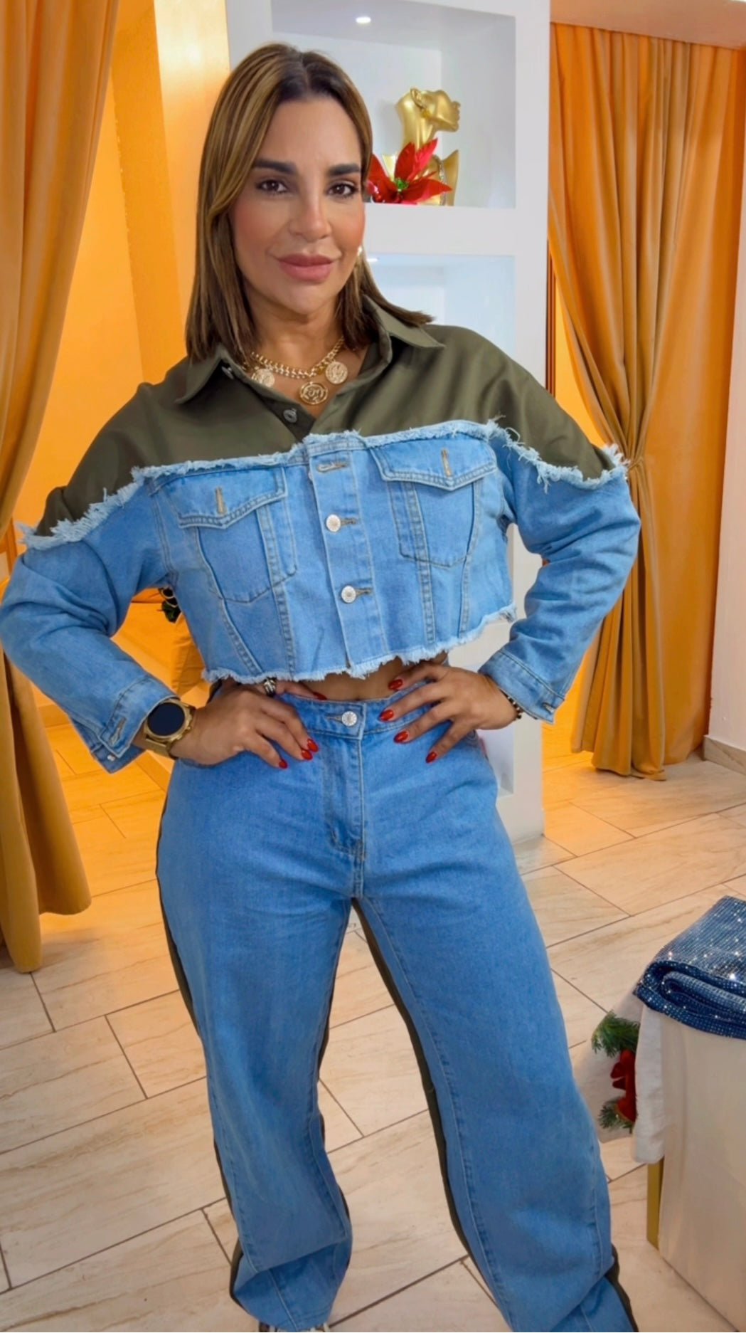 Austria Olive & Denim Set (spandex) utilicé talla M , puedes bajar una talla