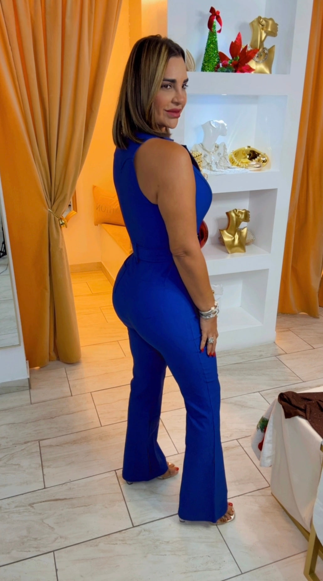 Navy Blue Jumpsuit (spandex) utilicé talla M