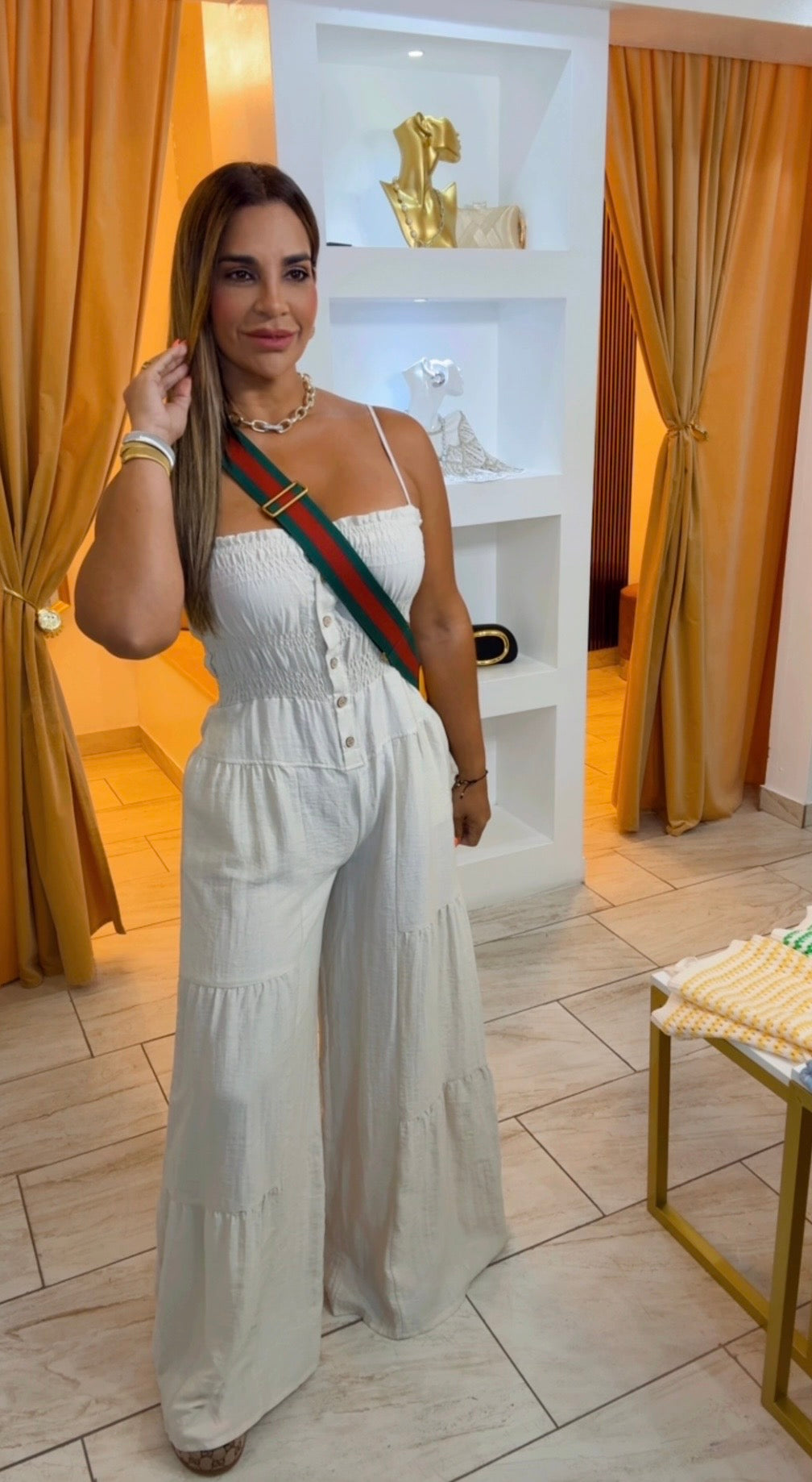 Positano Beige Lino Jumpsuit (spandex)