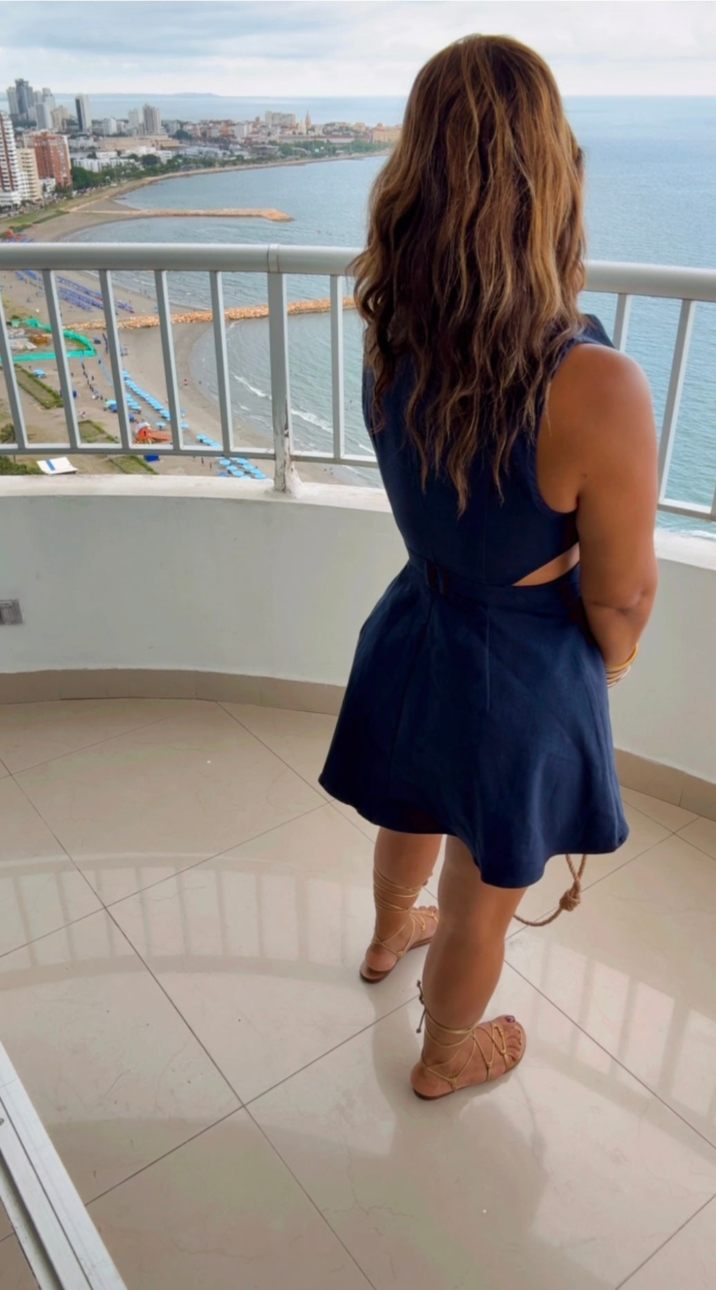 Marina Navy Dress (spandex) utilicé talla M