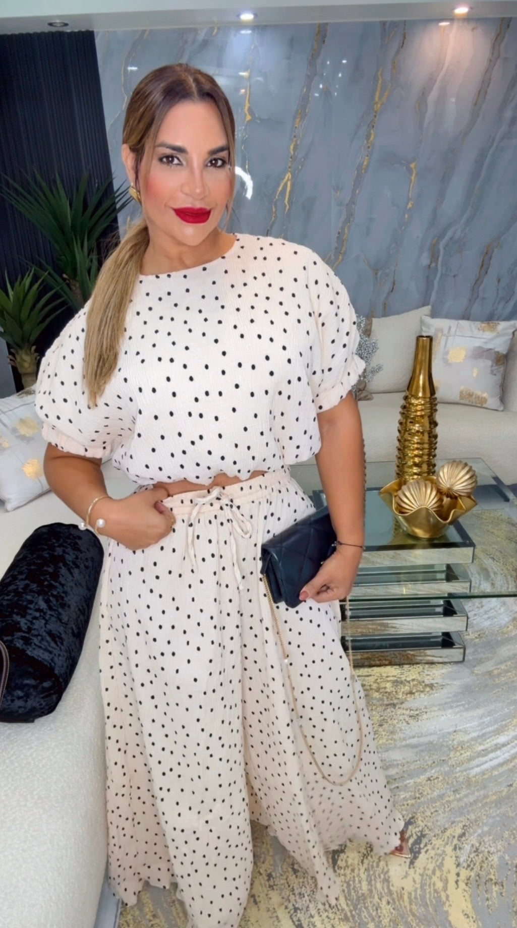 Polka Dots Beige Set (super spandex )