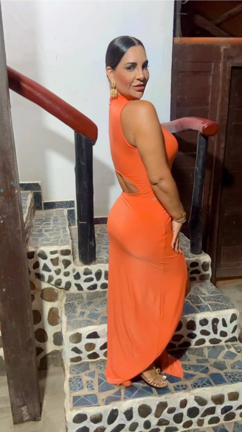 Gem Orange Bodysuit & Skirt Set (stretch)