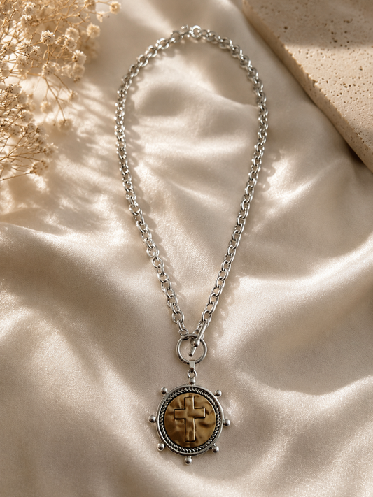 Coin Cross 2 Tones Necklace (Llegan el sábado)