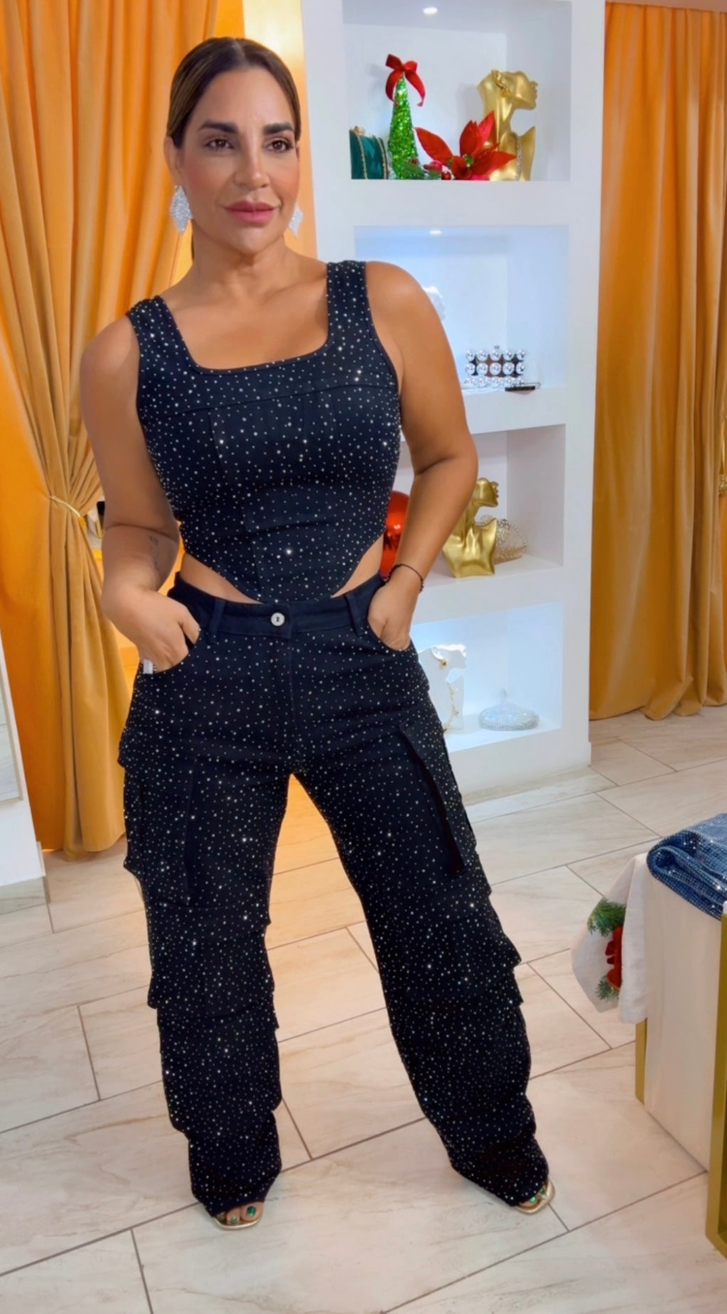 Black Shine Cargo Set (spandex) utilicé talla Médium