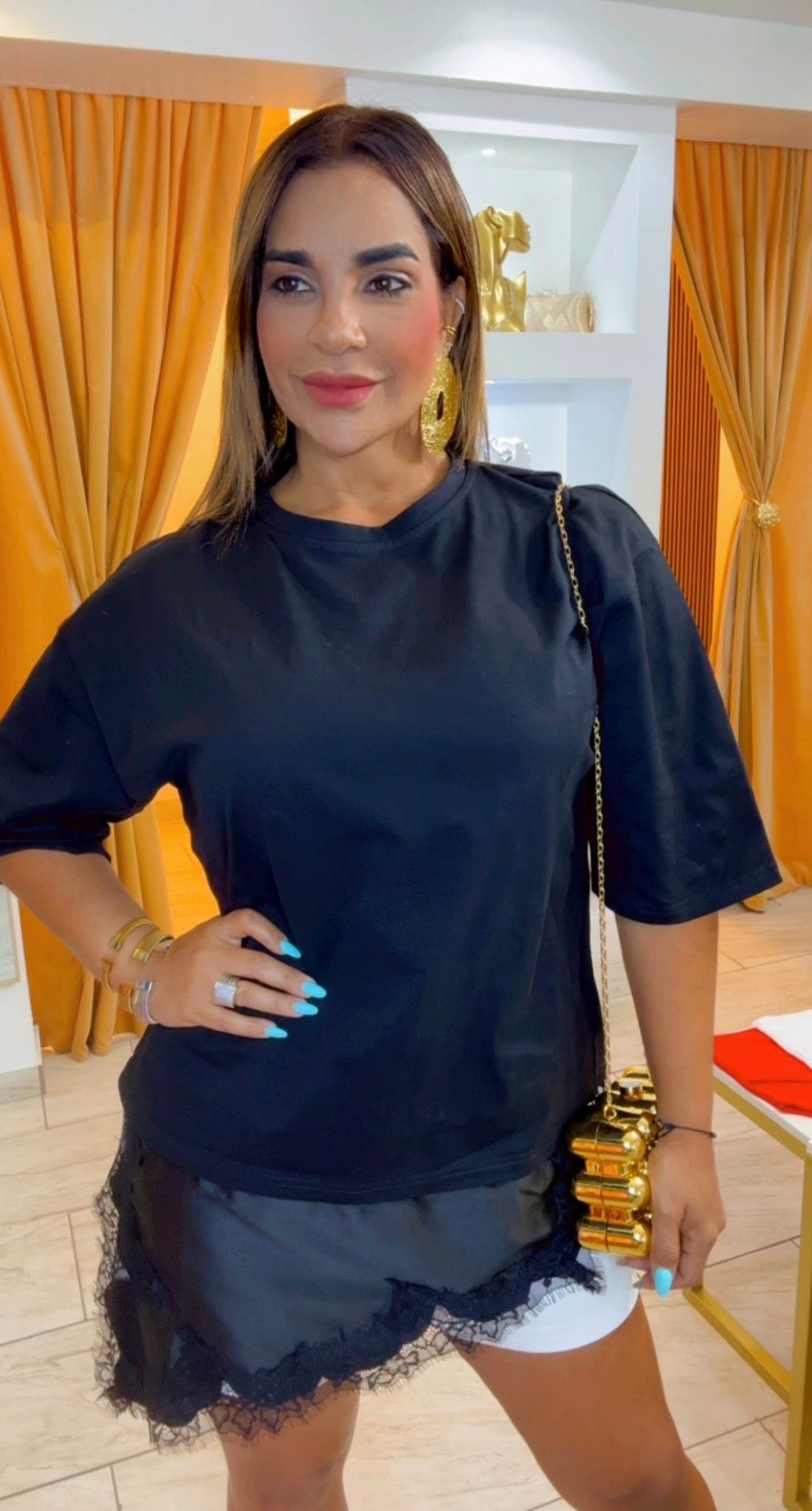 Black Lace Tshirt Dress (oversize)