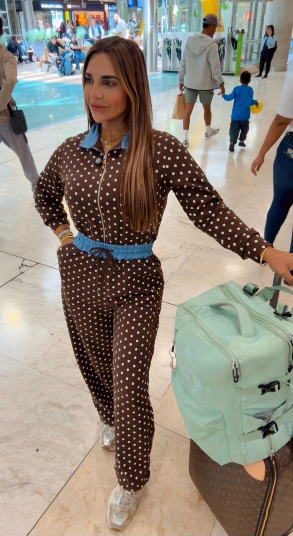 Madrid Polka Brown Set (spandex)