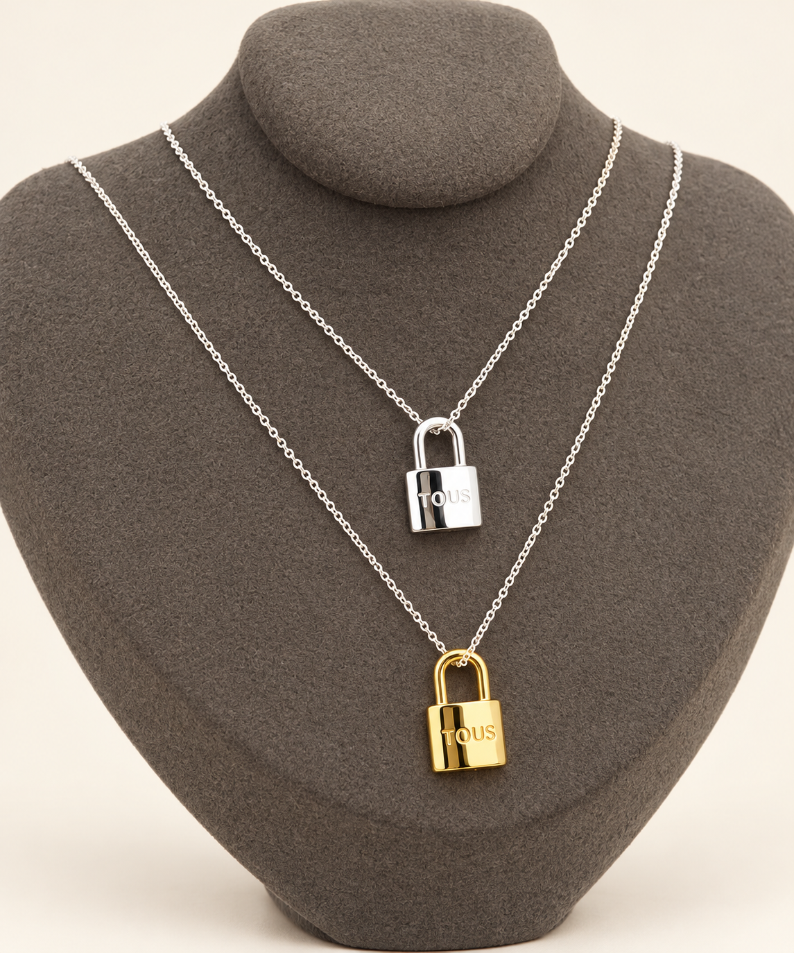 Padlock 2 Tones Doble Necklace (material plata 925)