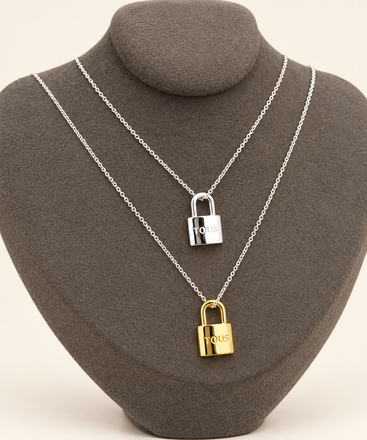 Padlock 2 Tones Doble Necklace (material plata 925) (llega oct 30)