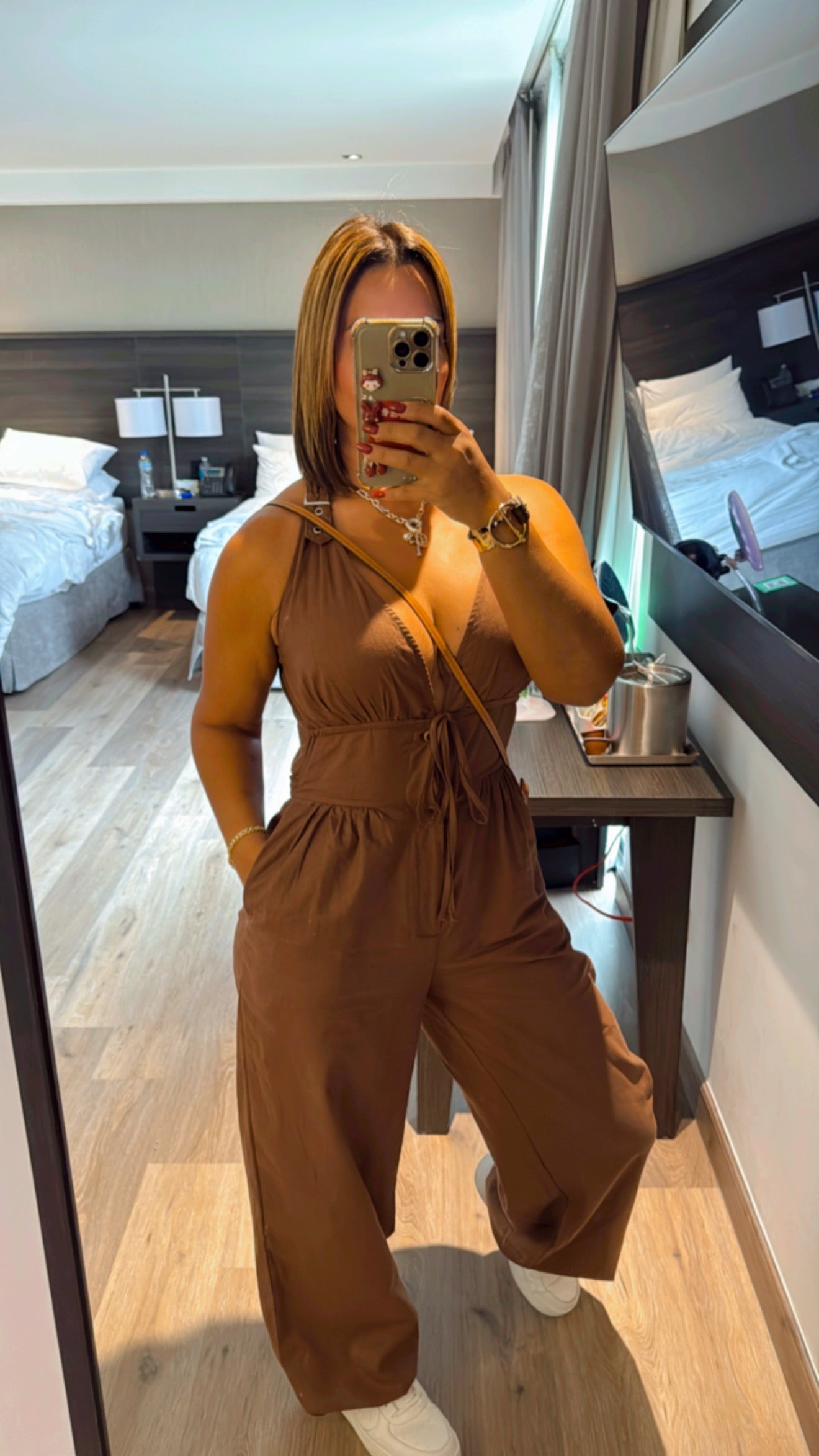 San Martin Brown Jumpsuit(spandex) utilicé talla Médium