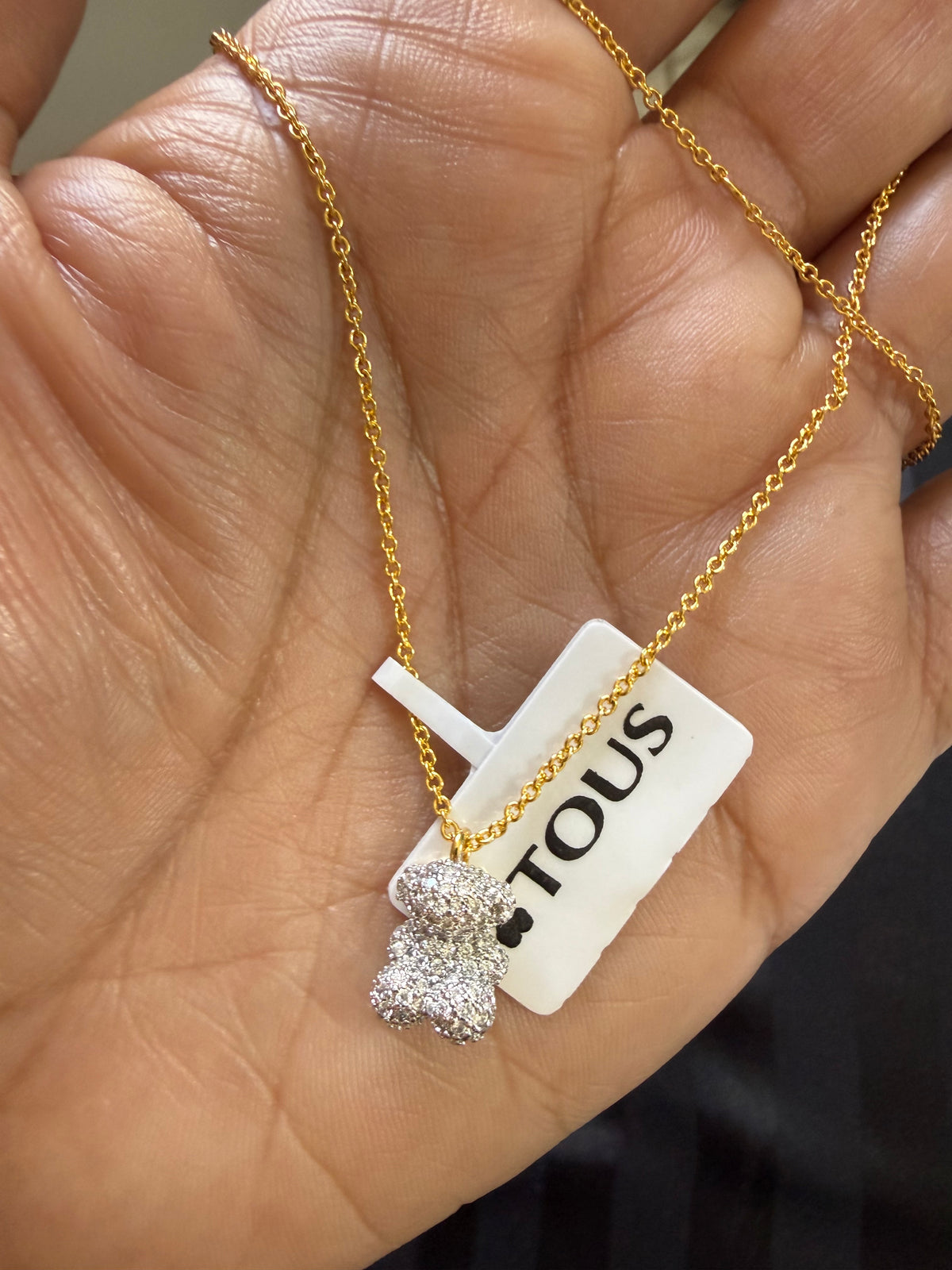 Tous Silver Rhinestone & Gold Necklace (oro 925)