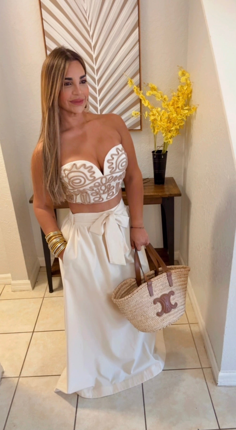 La Toscana Beige Skirt Set (spandex)