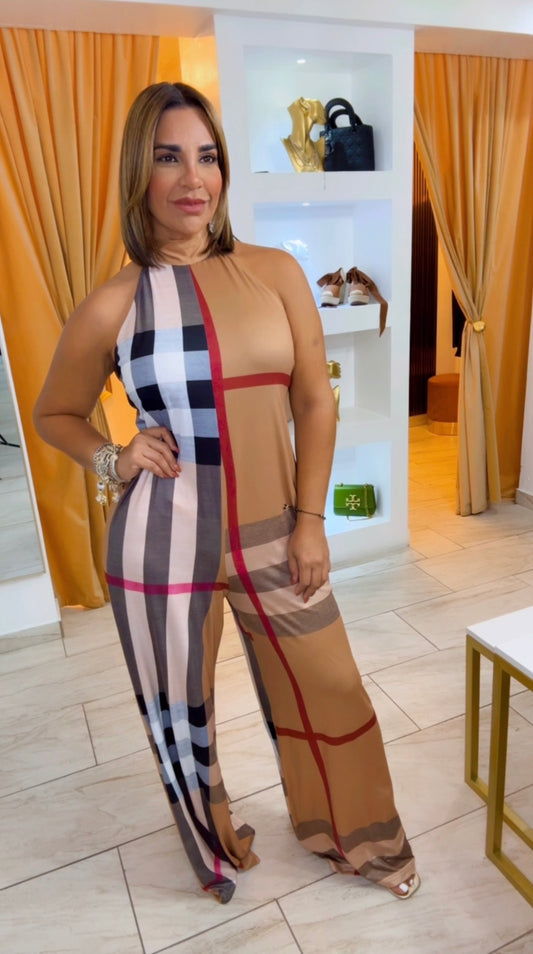 Burberry Inspired Jumpsuit (stretch) utilicé talla M