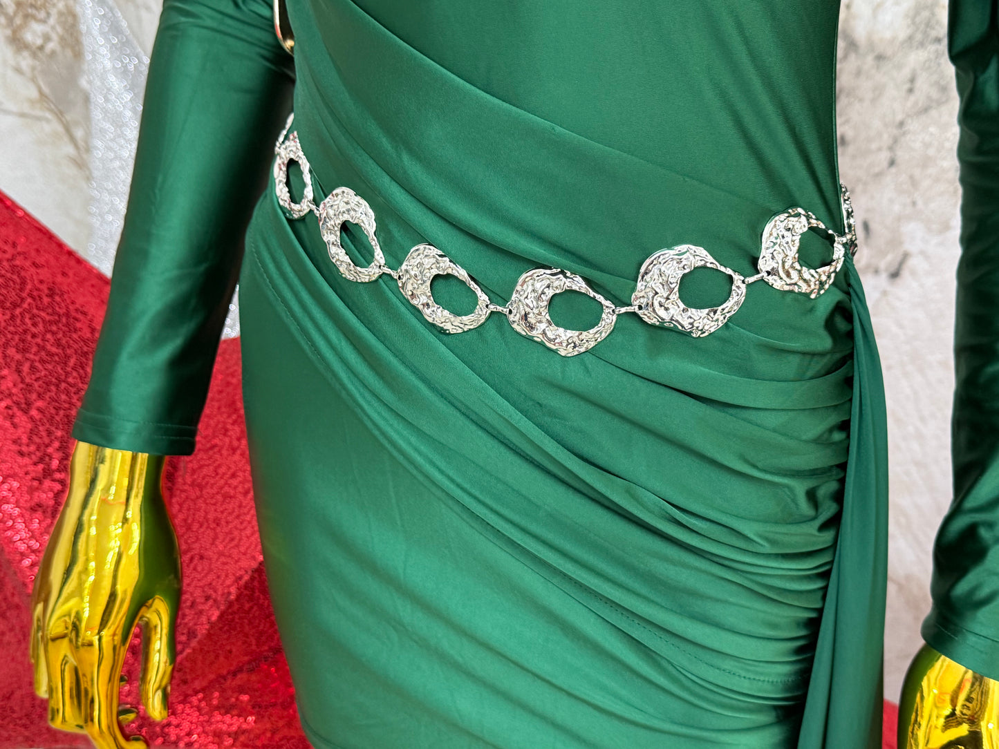 Barbara Silver Ovals Belt (Ajustable) (Fantasía Fina)