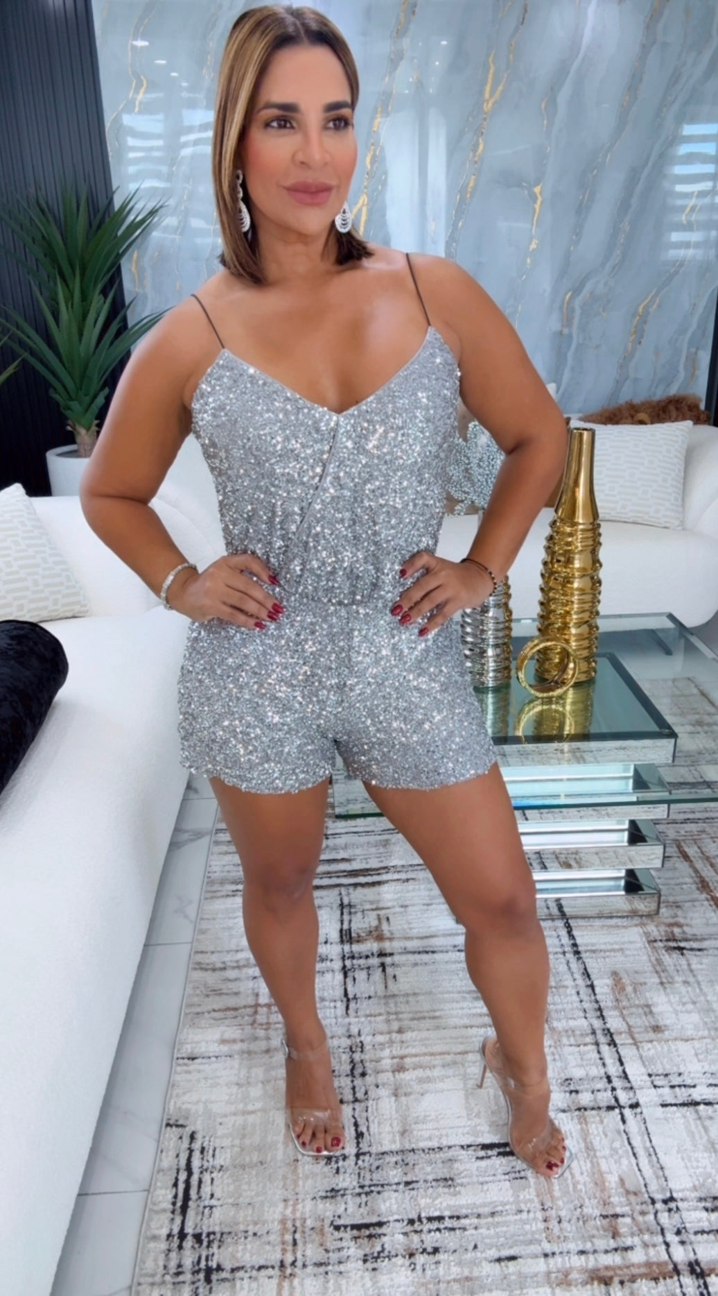 Cantú Shine Silver Romper (stretch) utilicé talla M